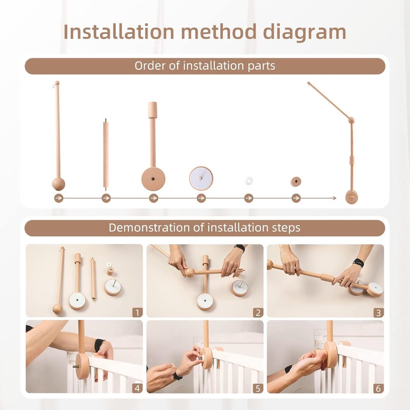 let's make Baby Crib Mobile Arm - Wooden Baby Mobile Crib Holder 31 inch for Mobile Hanging Baby Crib Attachment for Nursery Decor - Image 5
